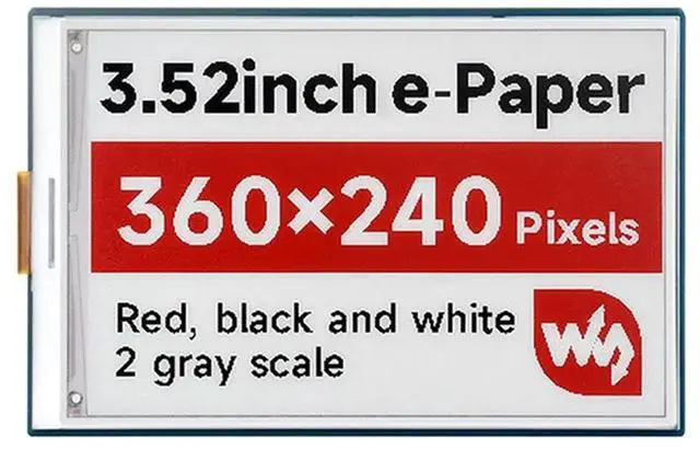 Alt view image 6 of 7 - Waveshare 3.52Inch E-Ink Display Module E-Paper Red Black White Display 360×240 SPI Interface For Raspberry Pi 5/4B/3B/3B+