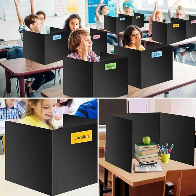 Alt view image 3 of 4 - 8 Pack Desk Dividers for Students, Waterproof Plastic Study Carrel Divider, Easy to Clean Privacy Classroom Shield White