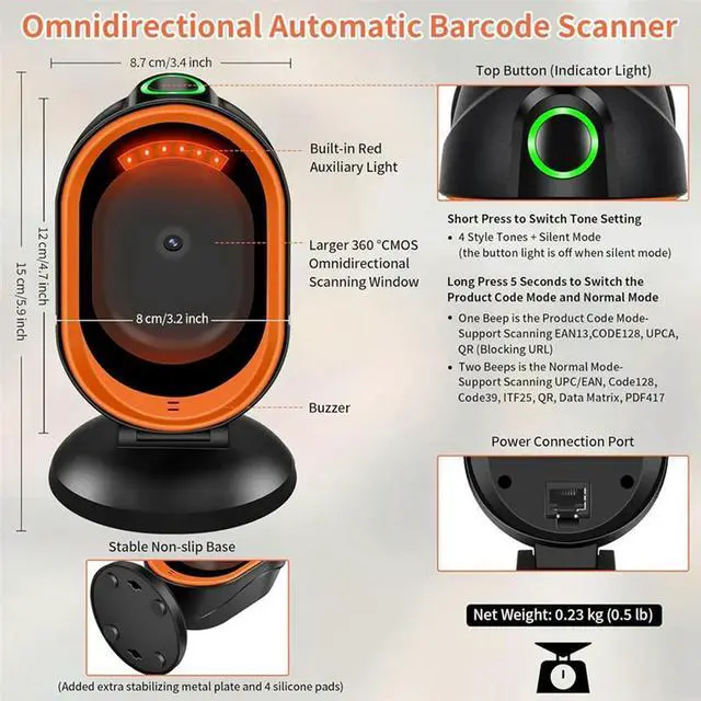 Alt view image 2 of 4 - X30 1D QR 2D , Automatic Desktop Bar Code Reader For Computers, PC, Laptop & Universal POS System