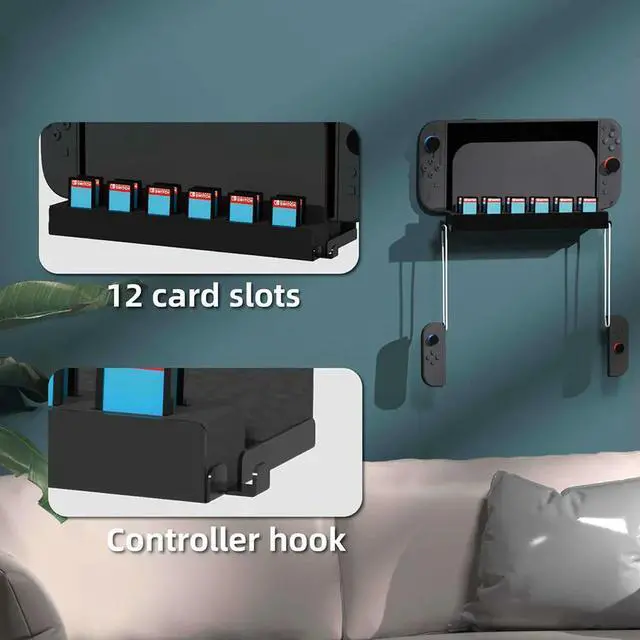 Alt view image 4 of 4 - Wall Mount with Game Card Slots and Joy-Con Hanger l Wall Bracket Console Holder Stand for Nintendo Switch2 Accessories