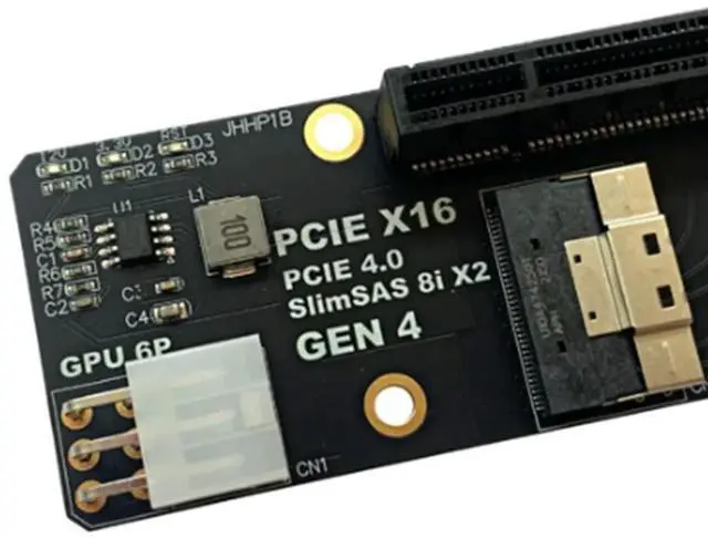 Alt view image 2 of 4 - Gen4 2 Ports Slimsas 8I X2 To PCIE 4.0 X16 Slot Adapter Board For Network Card Graphics Video Card Capture Easy Install
