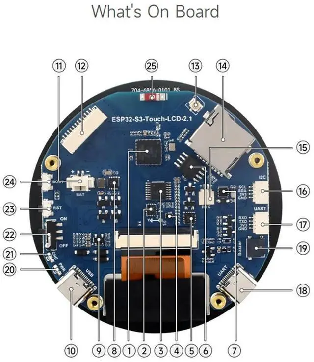 Alt view image 5 of 5 - ESP32-S3 2.1 Inch Capacitive Touch Display Development Board 480x480 IPS Screen 32-Bit LX7 Dual-Core and Bluetooth