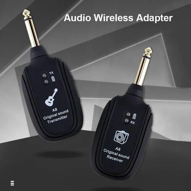 Alt view image 7 of 7 - A8 UHF Guitar Wireless System Transmitter Receiver Built-In Rechargeable