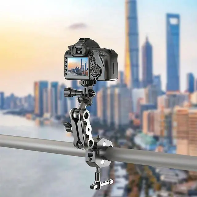 Alt view image 7 of 7 - Bike Camera Holder Aluminum Alloy Motorcycle l Stand Adjustable Action Camera Clamp Mount for Round Bar Square Bar Tabletop
