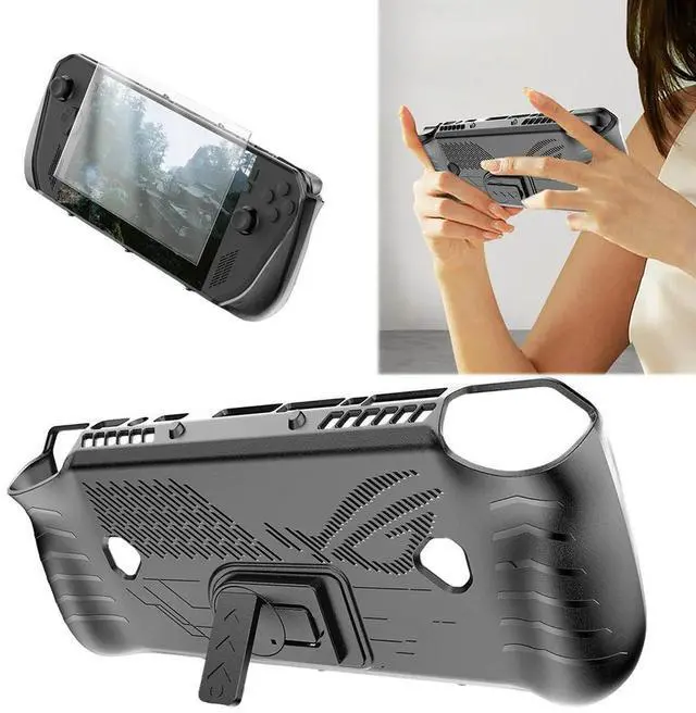 Alt view image 5 of 7 - For ROG Ally X TPU Protective Shell Anti-Scratch with Stand All Inclusive Sleeve Case with Joystick Caps & Screen Protector