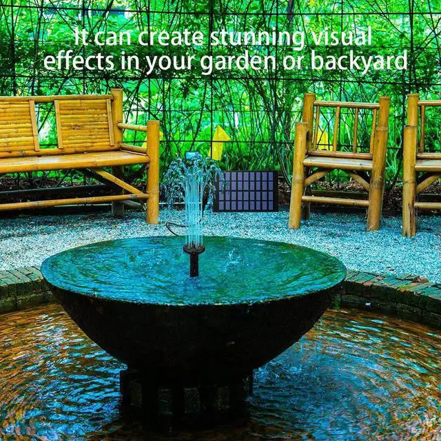 Alt view image 6 of 7 - 1.8W Solar Water Pump Kit with 8 Nozzles Solar Powered Fountain Pump with Panel Solar Bird Bath Fountain for Garden Pond Pool