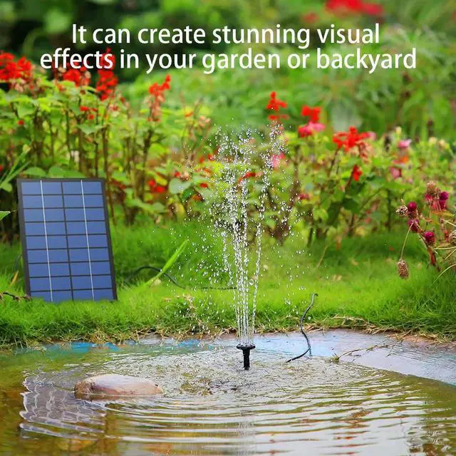 Alt view image 7 of 7 - 1.8W Solar Water Pump Kit with 8 Nozzles Solar Powered Fountain Pump with Panel Solar Bird Bath Fountain for Garden Pond Pool