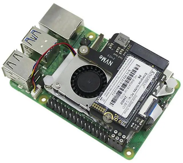 Alt view image 7 of 7 - For Raspberry Pi 5 PCIe to M.2 NVMe HAT+Radiator+Case for 2242 2230 NVMe SSD Expansion Board 128GB SSD Kit