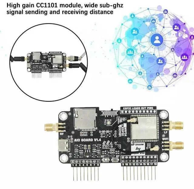Alt view image 6 of 7 - For Flipper Zero Multiboard 2.4G Module Expansion NRF24 + ESP32 Expansion High Gain CC1101 Module