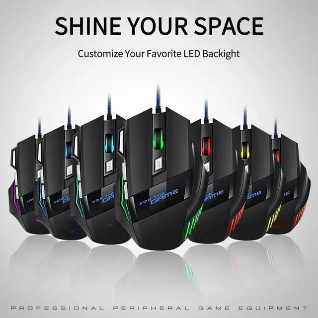 Alt view image 3 of 4 - Professional Wired Gaming Mouse 7 Button Ergonomic USB Optical Mice 5500 DPI Backlight Adjustable for PC Gamer Computer Desktop