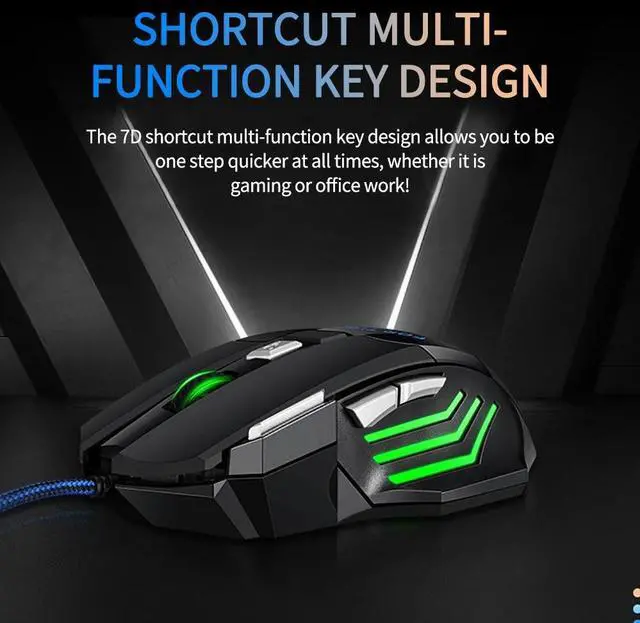 Alt view image 4 of 4 - Professional Wired Gaming Mouse 7 Button Ergonomic USB Optical Mice 5500 DPI Backlight Adjustable for PC Gamer Computer Desktop