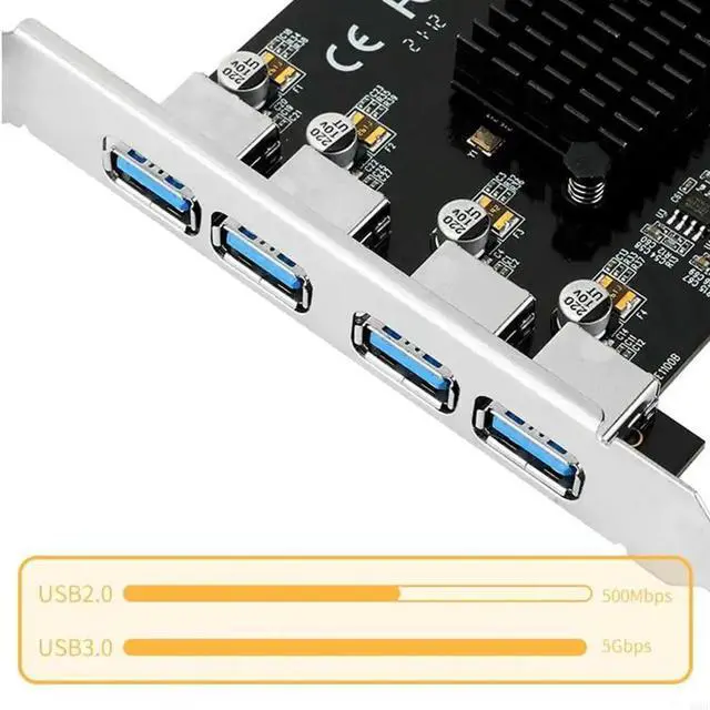 Alt view image 2 of 3 - 4 Ports USB PCIE HUB PCI-E Expansion Card Adapter Controller Extender Cards