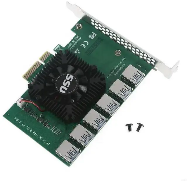 Main image of Mining PCI-E Extender Riser Card 1 to External 6 USB Adapter 16X Slots Card PCI-E Adapter Multiplier Riser Card