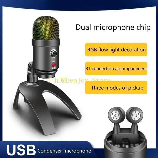 Alt view image 2 of 3 - JY-U13 Condenser Microphone USB Mic Professional Computer Gaming Mic with Shock Mount & USB Cable Plug & for Play for