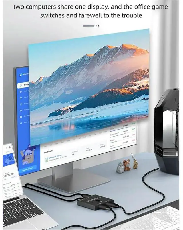 Alt view image 3 of 4 - Bi-Directional USB C Switcher 1X2/2X1 KVM Switch Splitter 100W Charging+10Gbps Data+8K Video Transfer For 2 Laptops Monitor