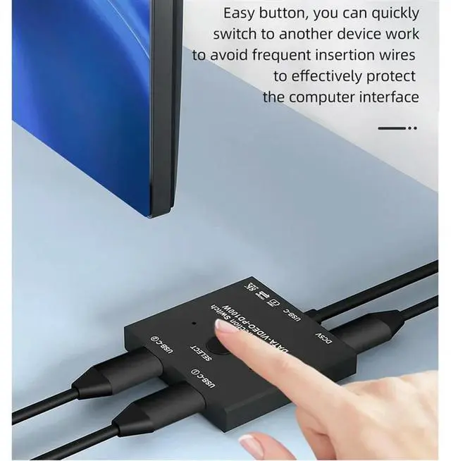 Alt view image 4 of 4 - Bi-Directional USB C Switcher 1X2/2X1 KVM Switch Splitter 100W Charging+10Gbps Data+8K Video Transfer For 2 Laptops Monitor
