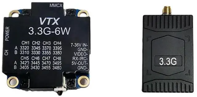 Main image of 3.3G VTX+ 3.3G VRX 6W 6000Mw 16CH FPV Video Transmitter& Receiver Module For Long Range Racing Drone Frame