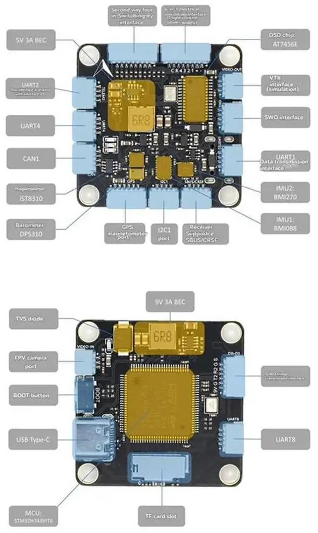 Alt view image 2 of 4 - H743 FC&ESC Stack Micoair743 Dual IMU Flight Controller Bluejay_48K 60A 4In1 ESC Supports PX4 Firmware