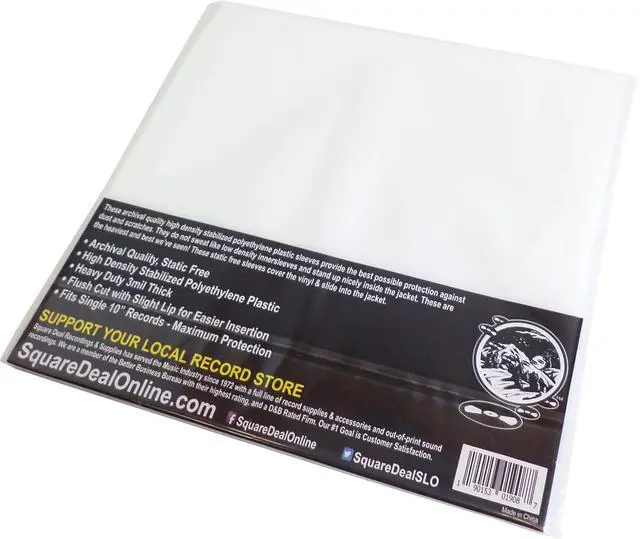 Alt view image 3 of 5 - (100) 10" Record Inner Sleeves - High Density Polyethylene - 10-1/8" x 10"