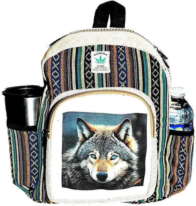 Main image of Gurkha Handmade Himalayan Hemp Backpack 14 IN Large Backpack Hippie, Festival, Hiking, Laptop & Tablet Backpack - Handmade In Mt. Everest Country Nepal