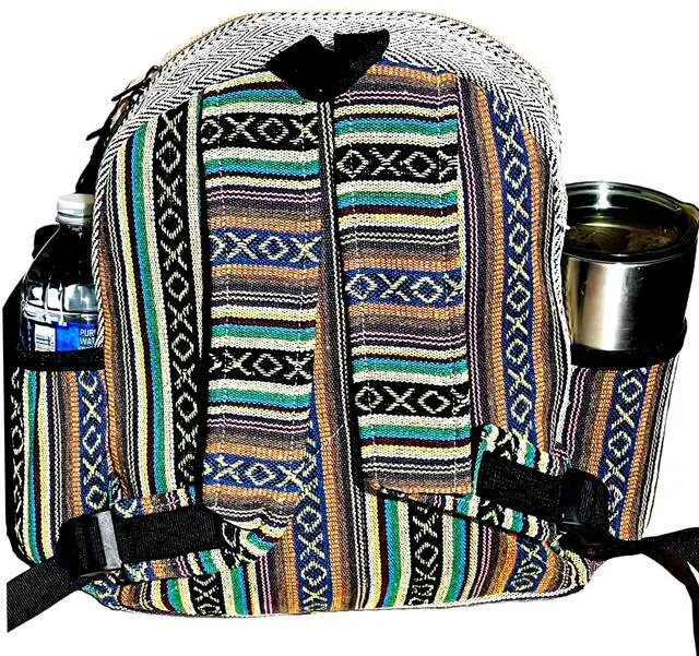 Alt view image 2 of 2 - Gurkha Handmade Himalayan Hemp Backpack 14 IN Large Backpack Hippie, Festival, Hiking, Laptop & Tablet Backpack - Handmade In Mt. Everest Country Nepal