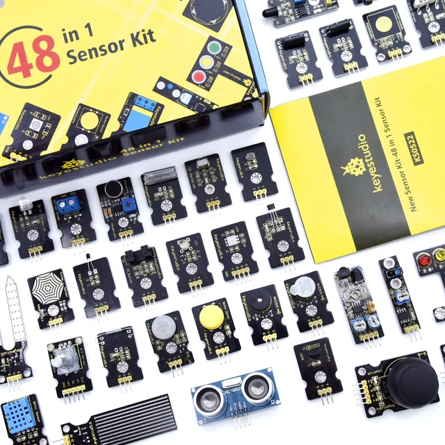 Alt view image 2 of 5 - KEYESTUDIO 48 Sensors Modules Starter Kit for Arduino with LCD, 5v Relay, Sound, LED Modules, Servo Motor, Motion, Pressure Sensor, Gas Sensor, etc.Programming for Beginners Adults Learning