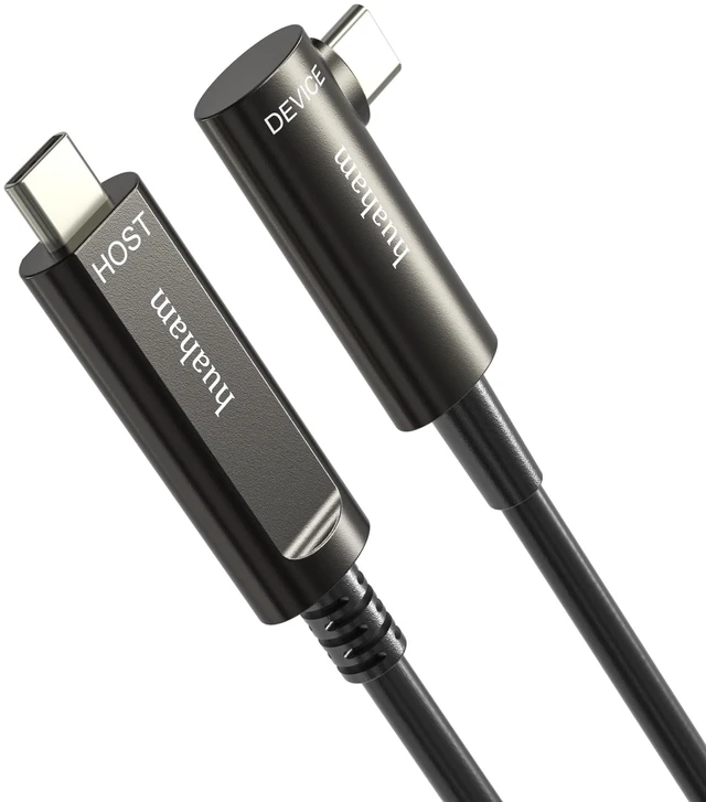 Main image of Fiber Optic USB C Cable Right Angled 50FT, 10Gbps USB 3.2 Gen2 Active Cable with German SiliconLine Chip, Ultra Slim & Long Distance for Logitech 4K Camera,VR/AR,Video Conference,Industrial Sys