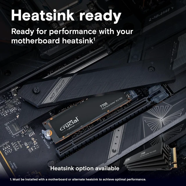 Alt view image 5 of 5 - Crucial T705 PCIe Gen5 NVMe 1TB SSD, Up to 13,600MB/s, TLC NAND, Intel & Ryzen Compatible, for Hardcore Gaming & High-Speed Storage, Solid State Drive, Includes 1Mo Adobe CC CT1000T705SSD3
