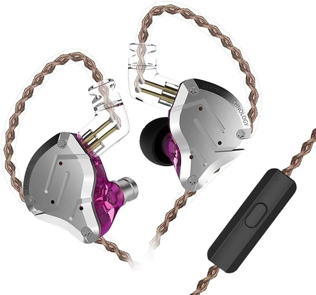 Alt view image 2 of 5 - KZ ZS10 PRO in Ear Monitor Headphones with Microphone, ZS10 Pro IEM Earphones with 4BA+1DD Drivers, Wired Gaming Earbuds, Detachable 0.75mm 2 Pin 6N OFC Cable for Guitarist Drummer (Purple, with Mic)