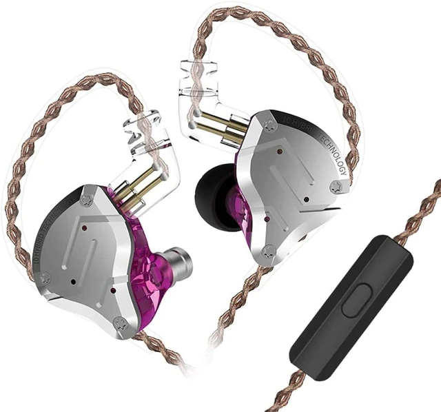 Main image of KZ ZS10 PRO in Ear Monitor Headphones with Microphone, ZS10 Pro IEM Earphones with 4BA+1DD Drivers, Wired Gaming Earbuds, Detachable 0.75mm 2 Pin 6N OFC Cable for Guitarist Drummer (Purple, with Mic)