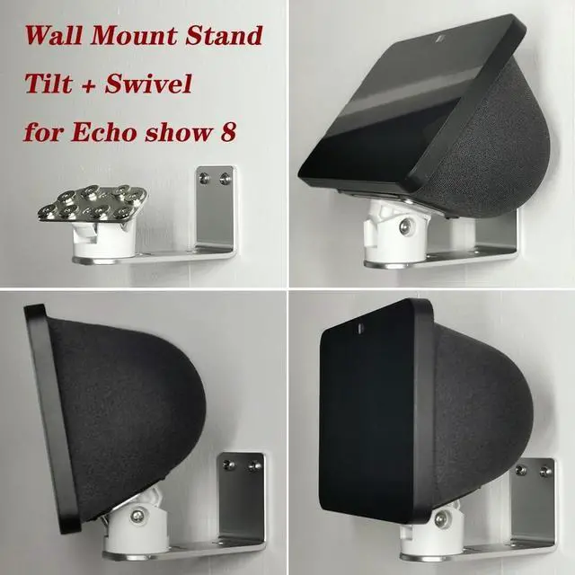Alt view image 2 of 5 - ATOPCAENRT Wall Mount Stand Made for All-New Echo Show 8 (3rd Gen, 2023 Release) ^^ (2nd Gen, 2021 Release) ^^ Echo Show 8, Tilt + Swivel Stand (Silver) 33-02SX