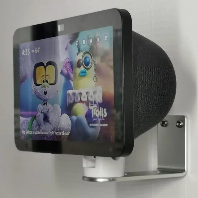 Alt view image 3 of 5 - ATOPCAENRT Wall Mount Stand Made for All-New Echo Show 8 (3rd Gen, 2023 Release) ^^ (2nd Gen, 2021 Release) ^^ Echo Show 8, Tilt + Swivel Stand (Silver) 33-02SX