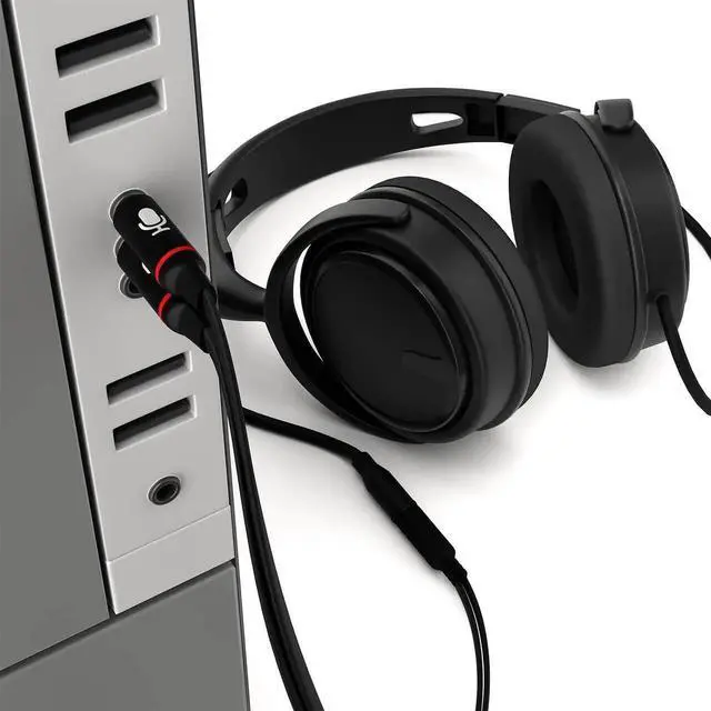 Alt view image 3 of 7 - Headphone Splitter For Computer 3.5mm Female to 2 Dual 3.5mm Male Headphone Mic Audio Y Splitter Cable Smartphone Headset to PC Adapter