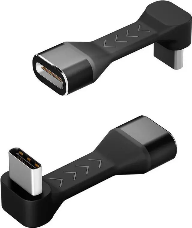 Main image of USB-C Male to Female Adapter 90 Degree 18W Flexural USB Type C Adapter Extension for Steam Deck ROG Ally Switch Laptop Tablet and Mobile Phones Supports 4K@60Hz 10Gbps Data Transfer(2 Pack)