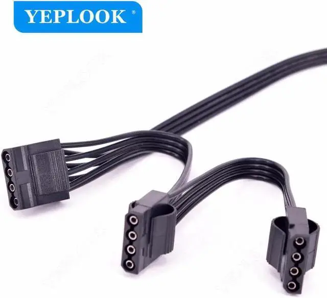 Alt view image 2 of 5 - JAENFONG 5Pin to 3 Port Molex 4Pin IDE Straight Cooling Fan Power Cable For CoolerMaster GM Series G750M G650M G550M Semi-Modular