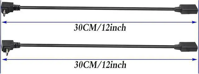 Alt view image 7 of 7 - JAENFONG (2-Pack)Micro USB to Type-C Extender Cable USB 3.1 Type-C Female to 90 Degree Up & Angled Down Micro USB Male Extension Cable Data Sync and Charging Cable for & Tablet & Mobile Phone (30CM)