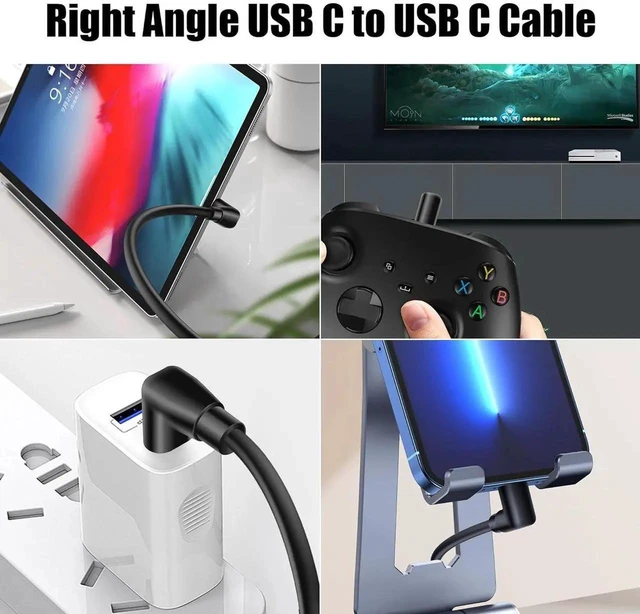Alt view image 3 of 6 - JAENFONG 90 Degree USB Type C Cable USB 3.0 A to USB C Up & Down Angle Fast Charge Cord Compatible with Notebook PC Tablet Phone and More (0.5M/1.6FT)