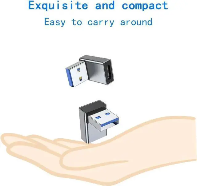 Alt view image 4 of 5 - JAENFONG 2Pcs USB 3.1 to USB C 90° Angle Adapter USB A Male to USB C Female L-Shaped Angle Connector for OTG Data Transfer 3A Charging for PC Laptop Tablet