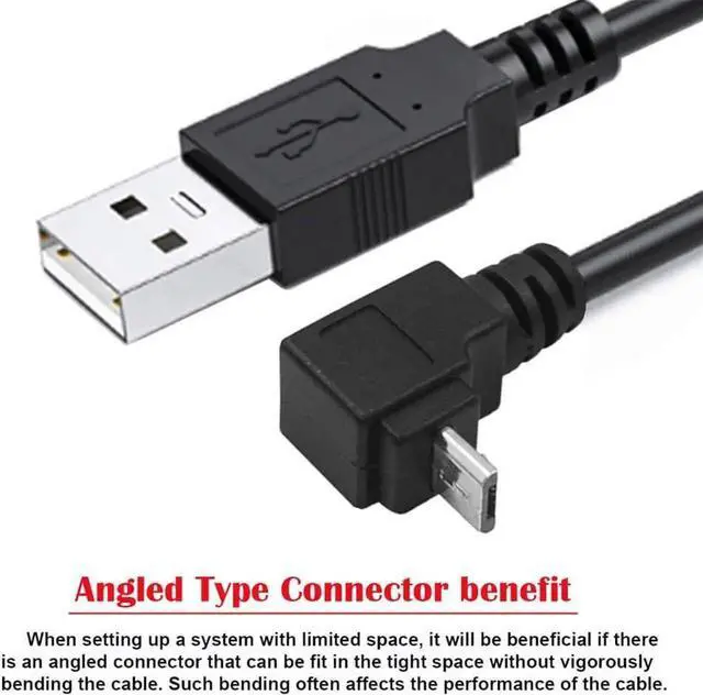 Alt view image 5 of 7 - JAENFONG Up Angled 90 Degree Micro USB 5Pin to USB 2.0 Type-A Data Charge Cable for Phone Tablet Camera 150cm