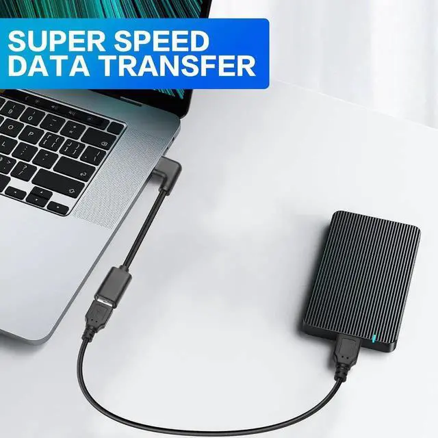 Alt view image 5 of 7 - JAENFONG 90 Degree USB 3.0 Extension Cord 2Pack 0.5FT/15CM USB Type A Male to Female 5Gbps Data Transfer Extender Converter Adapter Cable (Left Angle)