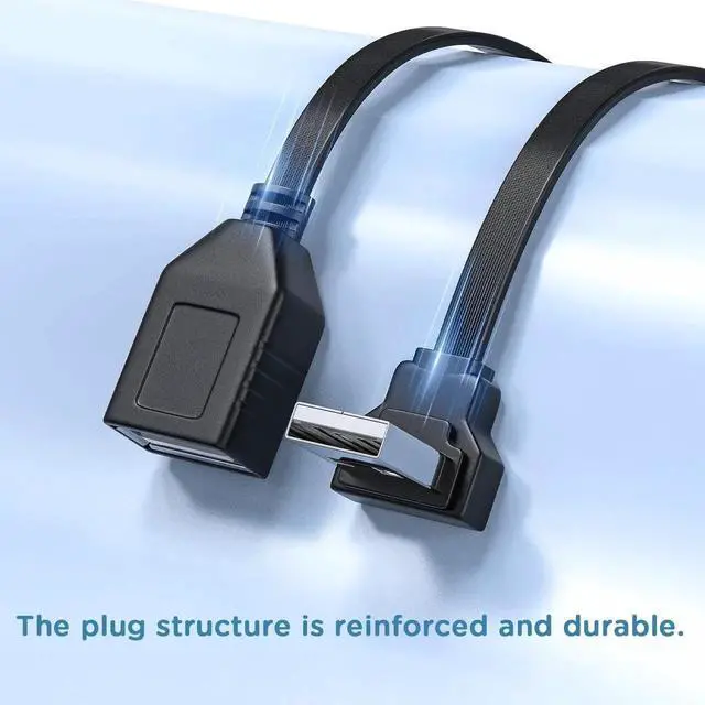 Alt view image 2 of 7 - JAENFONG PCS 90 Degree USB2.0 Extension Cable Flat Right Angle Male to Female USB Cable Soft 4 Inch-10CM UP Angle + Down Angle on Each for Car Carplay