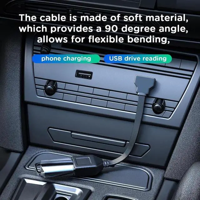 Alt view image 4 of 7 - JAENFONG PCS 90 Degree USB2.0 Extension Cable Flat Right Angle Male to Female USB Cable Soft 4 Inch-10CM UP Angle + Down Angle on Each for Car Carplay