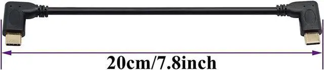 Alt view image 2 of 7 - JAENFONG 90 Degree USB 3.1 Type C Male to Male Gen 2 (10Gbps) Connector Extension Cable Supports Charging Data Audio Video Cable for New MacBook Pro 2017 USB-C Hub Type-C Devices Laptops(20cm-M/M)