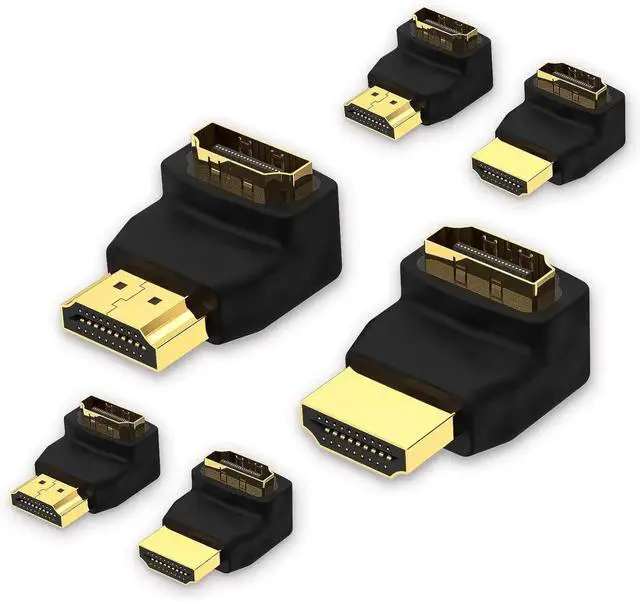 Main image of JAENFONG HDMI 90 and 270 Degree Adapter 6-Pack Right Angle HDMI Adapter Male to Female L-Shape Connector with 4K@60Hz 3D for TV Stick HDTV PC