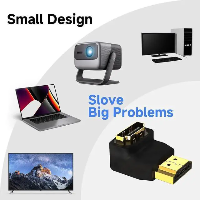 Alt view image 2 of 7 - JAENFONG HDMI 90 and 270 Degree Adapter 6-Pack Right Angle HDMI Adapter Male to Female L-Shape Connector with 4K@60Hz 3D for TV Stick HDTV PC