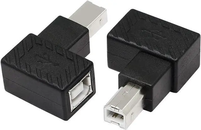 Main image of JAENFONG USB 2.0 Type-B Printer Adapter 2Pack 90 Degrees USB 2.0 B Male to Type-B Female Printer Adapter for Printer Mobile HDD and MoreLeft Angle+Right Angle