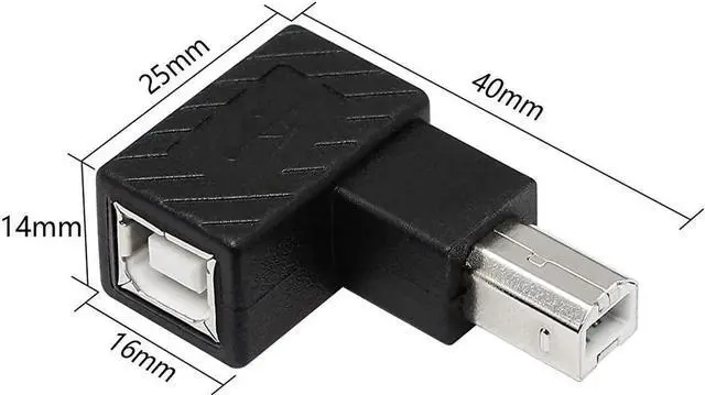 Alt view image 7 of 7 - JAENFONG USB 2.0 Type-B Printer Adapter 2Pack 90 Degrees USB 2.0 B Male to Type-B Female Printer Adapter for Printer Mobile HDD and MoreLeft Angle+Right Angle