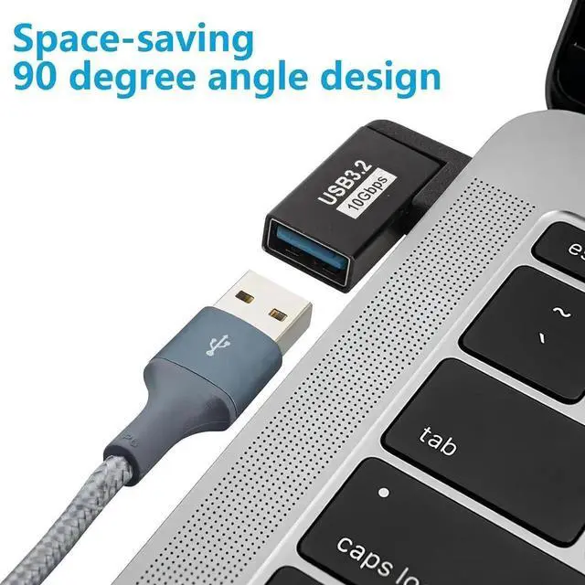 Alt view image 2 of 7 - JAENFONG USB 3.0 90 Degree Left Right Angle USB-A Male to Female Adapter Extender Connector USB Extension Adapter 2 Pcs for Laptops Wall Chargers Power Banks