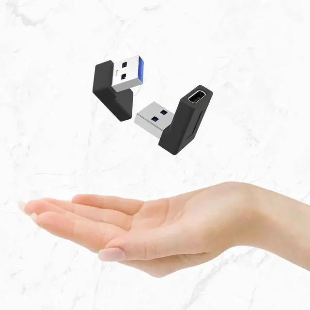 Alt view image 4 of 7 - JAENFONG Right Angle USB A Male to USB C Female Adapter 90 Degree USB3.0 to Type C Cable Connector Support unidirectional Sides 5Gbps & Data Transfer for Laptops Phone 2-Pack