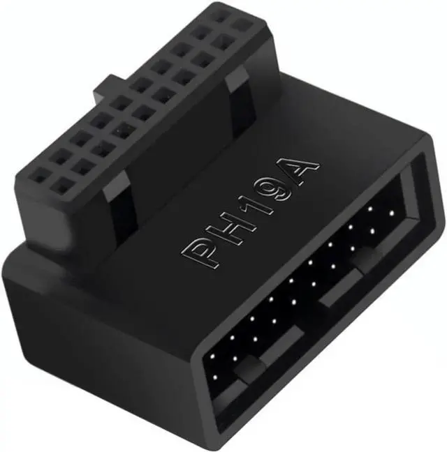 Alt view image 5 of 6 - JAENFONG USB 19Pin/20Pin 90 Degree Male to Female L Turn Right Angle Extension Adapter(Up Angled)